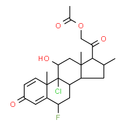 ChemSpider 2D Image | 9-Chloro-6-fluoro-11-hydroxy-16-methyl-3,20-dioxopregna-1,4-dien-21-yl acetate | C24H30ClFO5