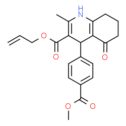 ChemSpider 2D Image | Allyl 4-[4-(methoxycarbonyl)phenyl]-2-methyl-5-oxo-1,4,5,6,7,8-hexahydro-3-quinolinecarboxylate | C22H23NO5