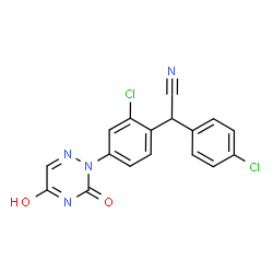ChemSpider 2D Image | [2-Chloro-4-(3,5-dioxo-4,5-dihydro-1,2,4-triazin-2(3H)-yl)phenyl](4-chlorophenyl)acetonitrile | C17H10Cl2N4O2
