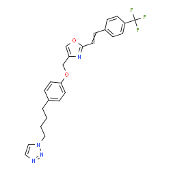 ChemSpider 2D Image | 1-(4-{4-[(2-{2-[4-(Trifluoromethyl)phenyl]vinyl}-1,3-oxazol-4-yl)methoxy]phenyl}butyl)-1H-1,2,3-triazole | C25H23F3N4O2