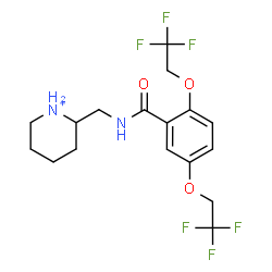 ChemSpider 2D Image | 2-({[2,5-Bis(2,2,2-trifluoroethoxy)benzoyl]amino}methyl)piperidinium | C17H21F6N2O3