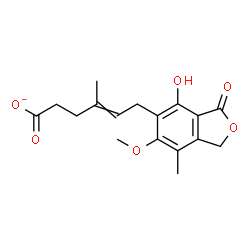 ChemSpider 2D Image | 6-(4-Hydroxy-6-methoxy-7-methyl-3-oxo-1,3-dihydro-2-benzofuran-5-yl)-4-methyl-4-hexenoate | C17H19O6