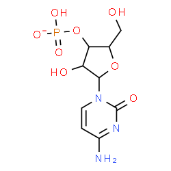 ChemSpider 2D Image | 4-Amino-1-[3-O-(hydroxyphosphinato)pentofuranosyl]-2(1H)-pyrimidinonato(2-) | C9H13N3O8P