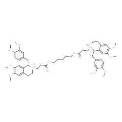 ChemSpider 2D Image | 2,2'-{1,5-Pentanediylbis[oxy(3-oxo-3,1-propanediyl)]}bis[1-(3,4-dimethoxybenzyl)-6,7-dimethoxy-2-methyl-1,2,3,4-tetrahydroisoquinolinium] | C53H72N2O12
