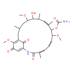 ChemSpider 2D Image | 13-Hydroxy-8,14,19-trimethoxy-4,10,12,16-tetramethyl-3,20,22-trioxo-2-azabicyclo[16.3.1]docosa-1(21),4,6,10,18-pentaen-9-yl carbamate | C29H40N2O9