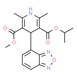 ChemSpider 2D Image | Isopropyl methyl 4-(2,1,3-benzoxadiazol-4-yl)-2,6-dimethyl-1,4-dihydro-3,5-pyridinedicarboxylate | C19H21N3O5