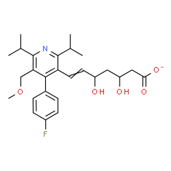 ChemSpider 2D Image | 7-[4-(4-Fluorophenyl)-2,6-diisopropyl-5-(methoxymethyl)-3-pyridinyl]-3,5-dihydroxy-6-heptenoatato | C26H33FNO5