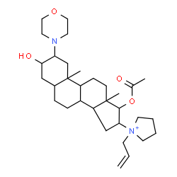 ChemSpider 2D Image | 17-Acetoxy-16-(1-allyl-1-pyrrolidiniumyl)-3-hydroxy-2-(4-morpholinyl)androstane | C32H53N2O4