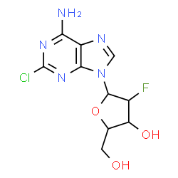 ChemSpider 2D Image | 2-Chloro-9-(2-deoxy-2-fluoropentofuranosyl)-9H-purin-6-aminato | C10H11ClFN5O3