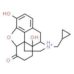 ChemSpider 2D Image | 17-(Cyclopropylmethyl)-3,14-dihydroxy-6-oxo-4,5-epoxymorphinan-17-ium | C20H24NO4