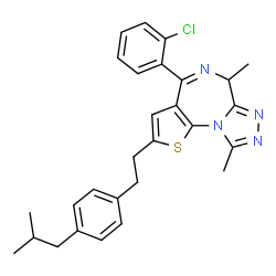 ChemSpider 2D Image | 4-(2-Chlorophenyl)-2-[2-(4-isobutylphenyl)ethyl]-6,9-dimethyl-6H-thieno[3,2-f][1,2,4]triazolo[4,3-a][1,4]diazepine | C28H29ClN4S