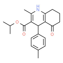 ChemSpider 2D Image | Isopropyl 2-methyl-4-(4-methylphenyl)-5-oxo-1,4,5,6,7,8-hexahydro-3-quinolinecarboxylate | C21H25NO3