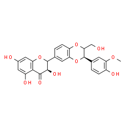 ChemSpider 2D Image | (3R)-3,5,7-Trihydroxy-2-[(3R)-3-(4-hydroxy-3-methoxyphenyl)-2-(hydroxymethyl)-2,3-dihydro-1,4-benzodioxin-6-yl]-2,3-dihydro-4H-chromen-4-one | C25H22O10