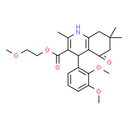 ChemSpider 2D Image | 2-Methoxyethyl 4-(2,3-dimethoxyphenyl)-2,7,7-trimethyl-5-oxo-1,4,5,6,7,8-hexahydro-3-quinolinecarboxylate | C24H31NO6