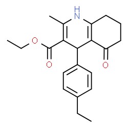 ChemSpider 2D Image | Ethyl 4-(4-ethylphenyl)-2-methyl-5-oxo-1,4,5,6,7,8-hexahydro-3-quinolinecarboxylate | C21H25NO3