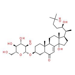 ChemSpider 2D Image | (3beta,5beta,14xi,22R)-14,22,25-Trihydroxy-6-oxocholest-7-en-3-yl beta-D-glucopyranoside | C33H54O10