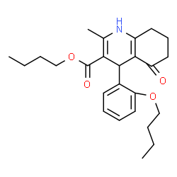 ChemSpider 2D Image | Butyl 4-(2-butoxyphenyl)-2-methyl-5-oxo-1,4,5,6,7,8-hexahydro-3-quinolinecarboxylate | C25H33NO4