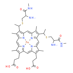 ChemSpider 2D Image | {3,3'-[9,14-Bis(1-{[2-amino-3-(methylamino)-3-oxopropyl]sulfanyl}ethyl)-5,10,15,19-tetramethyl-21,22,23,24-tetraazapentacyclo[16.2.1.1~3,6~.1~8,11~.1~13,16~]tetracosa-1(21),2,4,6,8(23),9,11,13,15,17,1
9-undecaene-4,20-diyl-kappa~4~N~21~,N~22~,N~23~,N~24~]dipropanoato(2-)}iron | C42H52FeN8O6S2