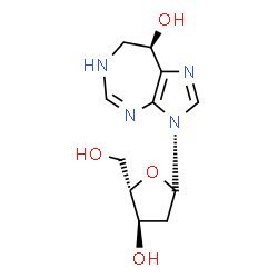 ChemSpider 2D Image | (8R)-3-(2-Deoxy-alpha-L-erythro-pentofuranosyl)-3,4,7,8-tetrahydroimidazo[4,5-d][1,3]diazepin-8-ol | C11H16N4O4