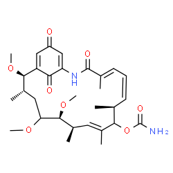 ChemSpider 2D Image | (4E,6Z,8S,10E,12R,13S,16S,17R)-13,14,17-Trimethoxy-4,8,10,12,16-pentamethyl-3,20,22-trioxo-2-azabicyclo[16.3.1]docosa-1(21),4,6,10,18-pentaen-9-yl carbamate | C30H42N2O8