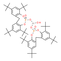 ChemSpider 2D Image | Aluminium hydroxide 2,4,8,10-tetrakis(2-methyl-2-propanyl)-12H-dibenzo[d,g][1,3,2]dioxaphosphocin-6-olate 6-oxide (1:1:2) | C58H85AlO9P2