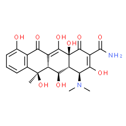 ChemSpider 2D Image | (4S,4aR,5S,5aR,6R,12aS)-4-(Dimethylamino)-3,5,6,10,12,12a-hexahydroxy-6-methyl-1,11-dioxo-1,4,4a,5,5a,6,11,12a-octahydro-2-tetracenecarboxamide | C22H24N2O9