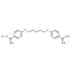 ChemSpider 2D Image | (4-{[5-(4-Carbamimidoylphenoxy)pentyl]oxy}phenyl)(imino)methanaminium | C19H25N4O2