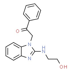 ChemSpider 2D Image | 2-{2-[(2-Hydroxyethyl)amino]-1H-benzimidazol-1-yl}-1-phenylethanone | C17H17N3O2