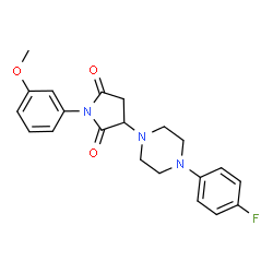 ChemSpider 2D Image | 3-[4-(4-Fluorophenyl)-1-piperazinyl]-1-(3-methoxyphenyl)-2,5-pyrrolidinedione | C21H22FN3O3