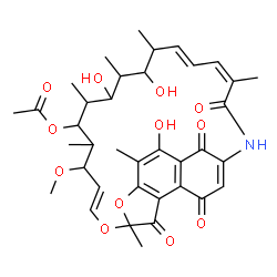 ChemSpider 2D Image | (9E,19E,21Z)-2,15,17-Trihydroxy-11-methoxy-3,7,12,14,16,18,22-heptamethyl-6,23,27,29-tetraoxo-8,30-dioxa-24-azatetracyclo[23.3.1.1~4,7~.0~5,28~]triaconta-1(28),2,4,9,19,21,25-heptaen-13-yl acetate | C37H45NO12