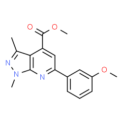 ChemSpider 2D Image | methyl 6-(3-methoxyphenyl)-1,3-dimethylpyrazolo[3,4-b]pyridine-4-carboxylate | C17H17N3O3