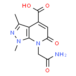 ChemSpider 2D Image | 7-(2-Amino-2-oxoethyl)-1,3-dimethyl-6-oxo-6,7-dihydro-1H-pyrazolo[3,4-b]pyridine-4-carboxylic acid | C11H12N4O4