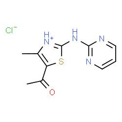 ChemSpider 2D Image | 5-Acetyl-4-methyl-2-(2-pyrimidinylamino)-1,3-thiazol-3-ium chloride | C10H11ClN4OS