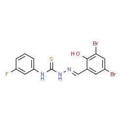 ChemSpider 2D Image | (2E)-2-(3,5-Dibromo-2-hydroxybenzylidene)-N-(3-fluorophenyl)hydrazinecarbothioamide | C14H10Br2FN3OS