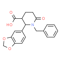 ChemSpider 2D Image | 2-(1,3-Benzodioxol-5-yl)-1-benzyl-6-oxo-3-piperidinecarboxylic acid | C20H19NO5