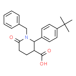 ChemSpider 2D Image | 1-benzyl-2-(4-(tert-butyl)phenyl)-6-oxopiperidine-3-carboxylic acid | C23H27NO3