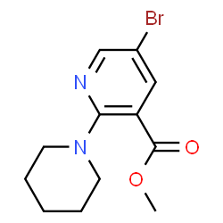 ChemSpider 2D Image | Methyl 5-bromo-2-(1-piperidinyl)nicotinate | C12H15BrN2O2