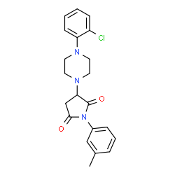 ChemSpider 2D Image | 3-[4-(2-Chloro-phenyl)-piperazin-1-yl]-1-m-tolyl-pyrrolidine-2,5-dione | C21H22ClN3O2