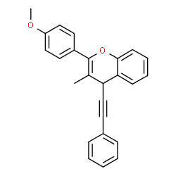 ChemSpider 2D Image | 2-(4-Methoxyphenyl)-3-methyl-4-(phenylethynyl)-4H-chromene | C25H20O2