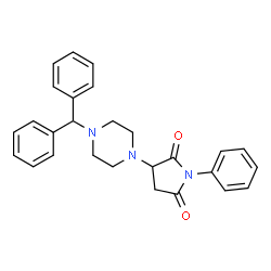 ChemSpider 2D Image | 3-[4-(Diphenylmethyl)-1-piperazinyl]-1-phenyl-2,5-pyrrolidinedione | C27H27N3O2