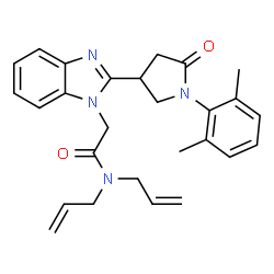 ChemSpider 2D Image | N,N-Diallyl-2-{2-[1-(2,6-dimethylphenyl)-5-oxo-3-pyrrolidinyl]-1H-benzimidazol-1-yl}acetamide | C27H30N4O2