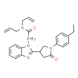 ChemSpider 2D Image | N,N-Diallyl-2-{2-[1-(4-ethylphenyl)-5-oxo-3-pyrrolidinyl]-1H-benzimidazol-1-yl}acetamide | C27H30N4O2