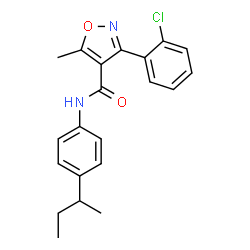 ChemSpider 2D Image | N-(4-sec-Butylphenyl)-3-(2-chlorophenyl)-5-methyl-1,2-oxazole-4-carboxamide | C21H21ClN2O2