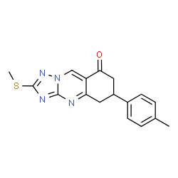 ChemSpider 2D Image | 6-(4-Methylphenyl)-2-(methylsulfanyl)-6,7-dihydro[1,2,4]triazolo[5,1-b]quinazolin-8(5H)-one | C17H16N4OS
