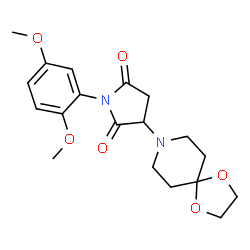 ChemSpider 2D Image | 1-(2,5-Dimethoxyphenyl)-3-(1,4-dioxa-8-azaspiro[4.5]dec-8-yl)-2,5-pyrrolidinedione | C19H24N2O6