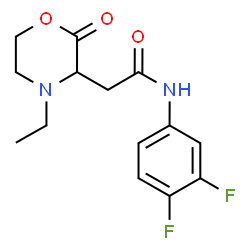 ChemSpider 2D Image | N-(3,4-Difluorophenyl)-2-(4-ethyl-2-oxo-3-morpholinyl)acetamide | C14H16F2N2O3