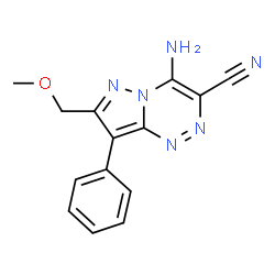 ChemSpider 2D Image | 4-Amino-7-(methoxymethyl)-8-phenylpyrazolo[5,1-c][1,2,4]triazine-3-carbonitrile | C14H12N6O