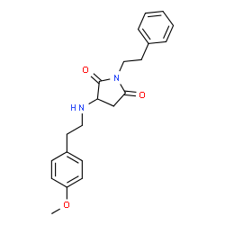 ChemSpider 2D Image | 3-[2-(4-Methoxy-phenyl)-ethylamino]-1-phenethyl-pyrrolidine-2,5-dione | C21H24N2O3