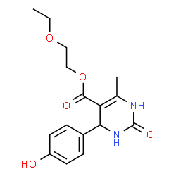 ChemSpider 2D Image | 2-Ethoxyethyl 4-(4-hydroxyphenyl)-6-methyl-2-oxo-1,2,3,4-tetrahydro-5-pyrimidinecarboxylate | C16H20N2O5