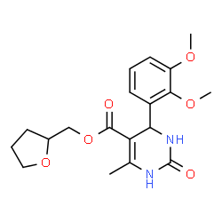 ChemSpider 2D Image | Tetrahydro-2-furanylmethyl 4-(2,3-dimethoxyphenyl)-6-methyl-2-oxo-1,2,3,4-tetrahydro-5-pyrimidinecarboxylate | C19H24N2O6